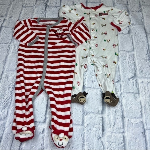 Carters Christmas one piece sleepers 9 months - Picture 1 of 10